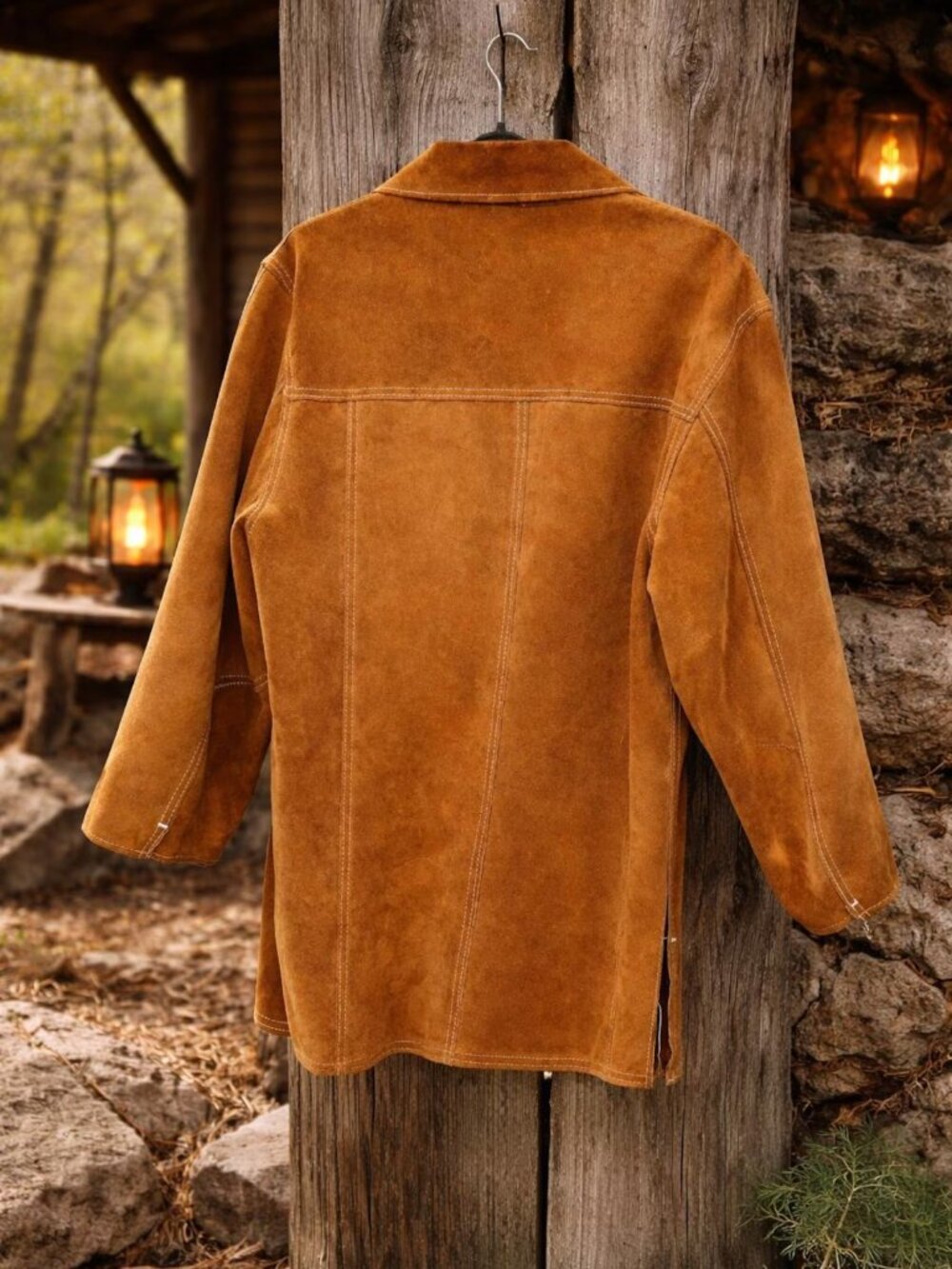 1970s Suede Jacket Mens 44 JC Penney Western Leather Shirt Jacket - Picture 2 of 9